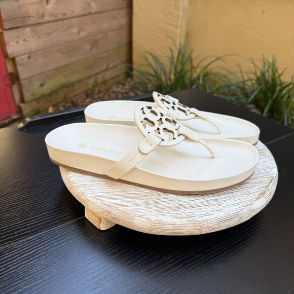 TORY BURCH MILLER CLOUD 9 Women's Leather Sandal White Summer Beach Resort New - Picture 6 of 13